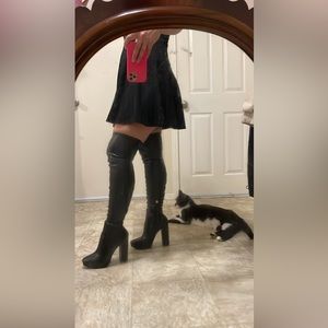 Knee high leather heels boots